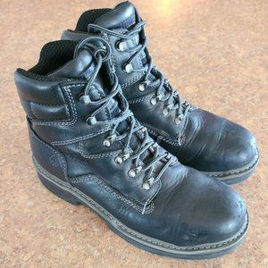 Wolverine Multishox Men's Boots Size 9M Black Leather Work Slip Oil Resistant